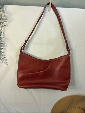 Maxx New York Pebbled Leather Hobo in Brick Red